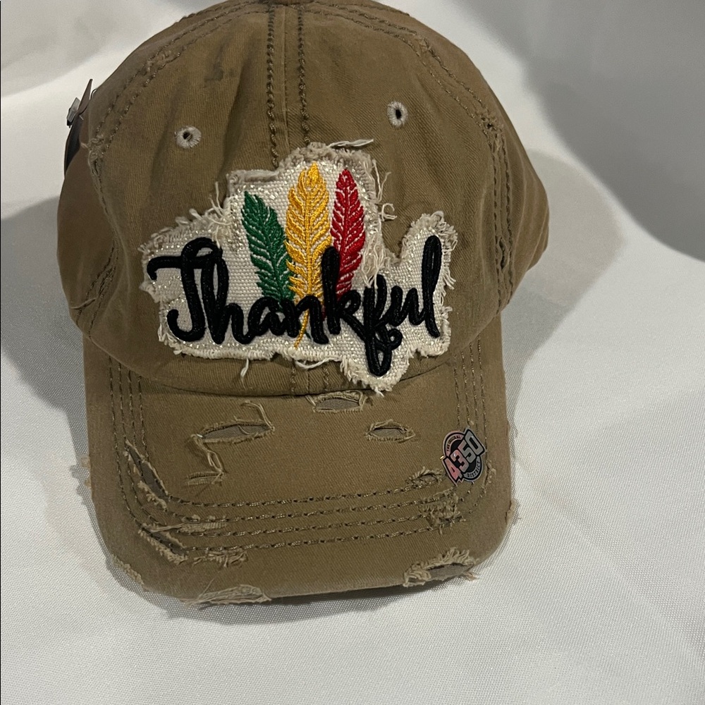 District Tan Distressed Cap with Embroidery